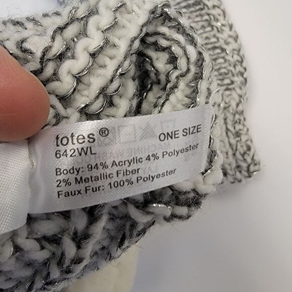 Totes Womens Finger Fingerless Mitten Gloves Adjustable Gray White One Size O/S - Picture 6 of 7